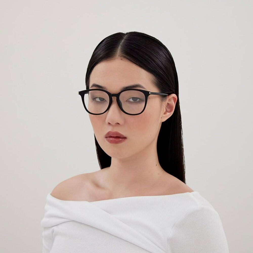 NEW Saint Laurent SL724/F 001 Black Oval Women Eyeglasses